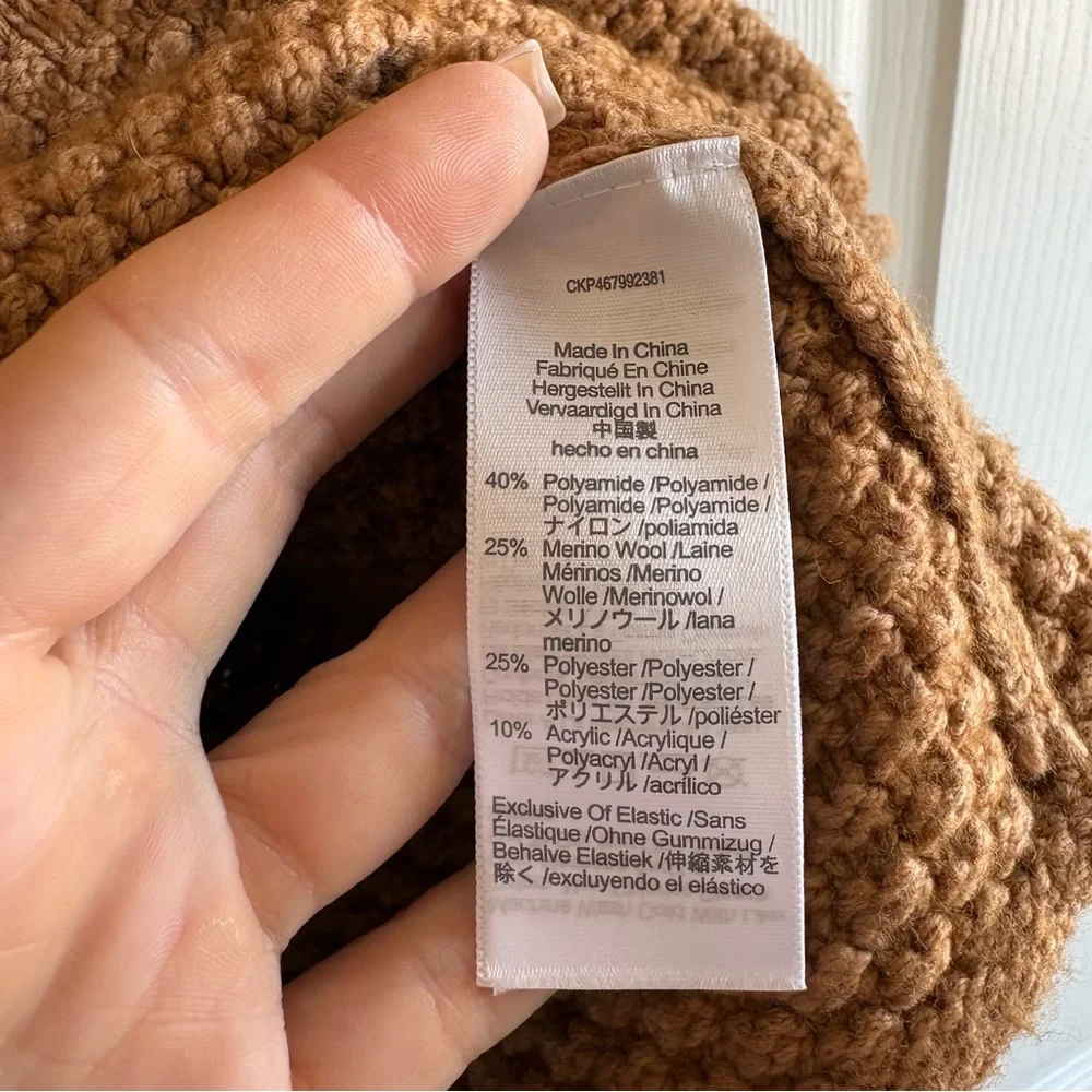 Madewell Sadler Boxy Chunky Turtleneck Wool Sweater Camel Brown‎ XS Fisherman
